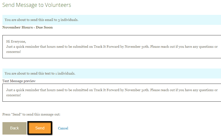 Text messages track it forward